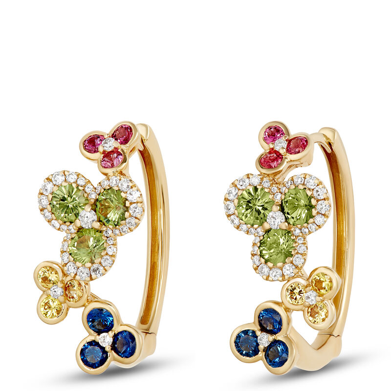 Floral Rainbow Sapphire Earrings image number 0