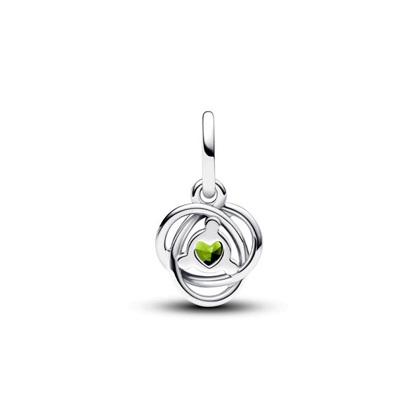 Spring Green Eternity Circle Dangle Charm Sterling Silver with spring green man-made crystal and clear cz