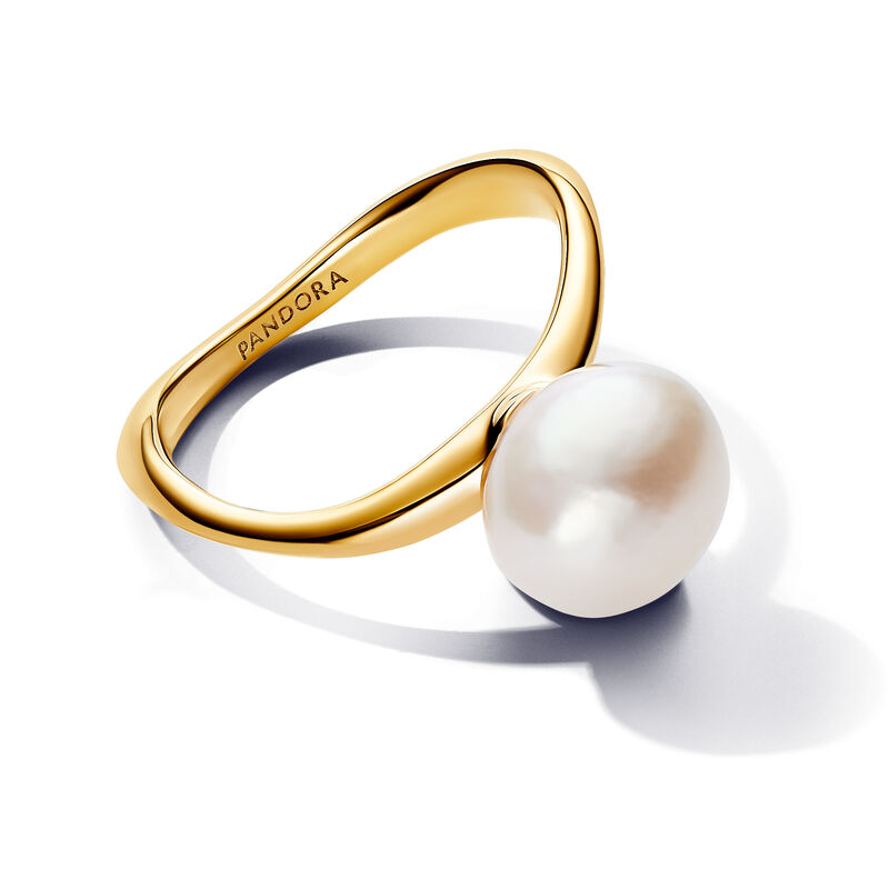 Pandora Essence Baroque treated freshwater cultured pearl 14k Gold-plated ring image number 1