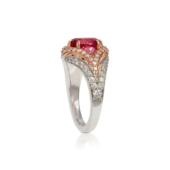 Rose Gold Oval Pink Spinel & Diamond Two-Tone Ring 14K