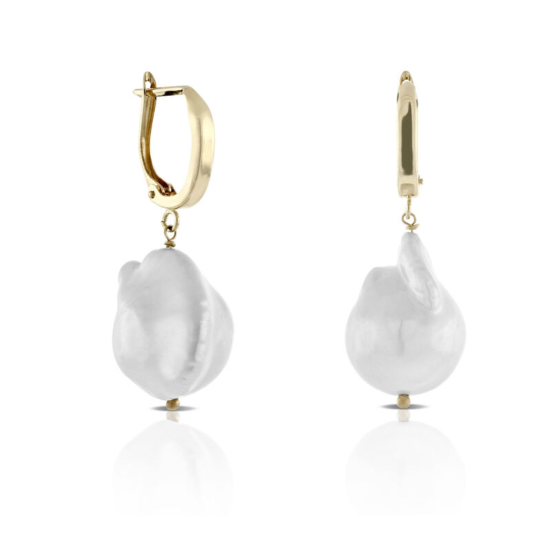 Baroque Pearl Drop Earrings 14K Gold - Kinn