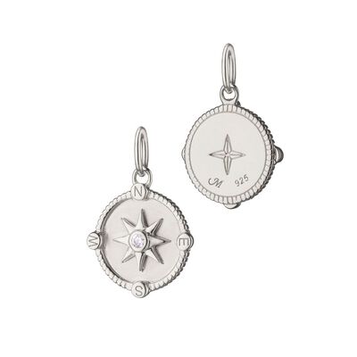 Monica Rich Kosann Mini "Adventure" Compass Charm with Sapphire, Sterling Silver