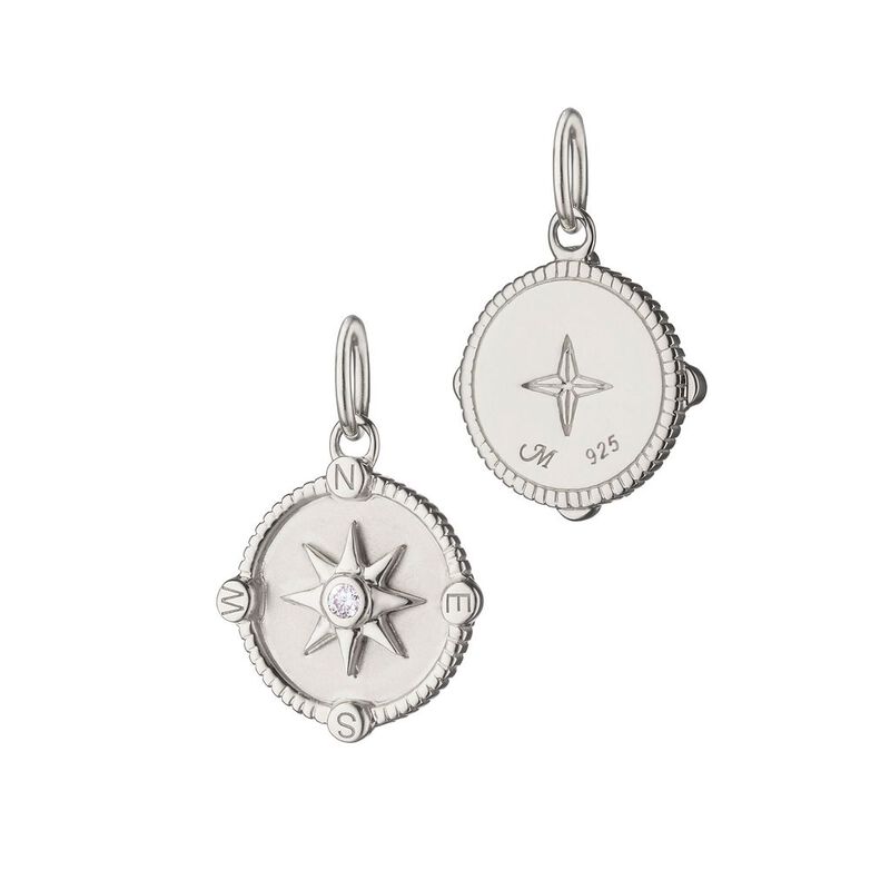 Monica Rich Kosann Mini "Adventure" Compass Charm with Sapphire, Sterling Silver image number 0