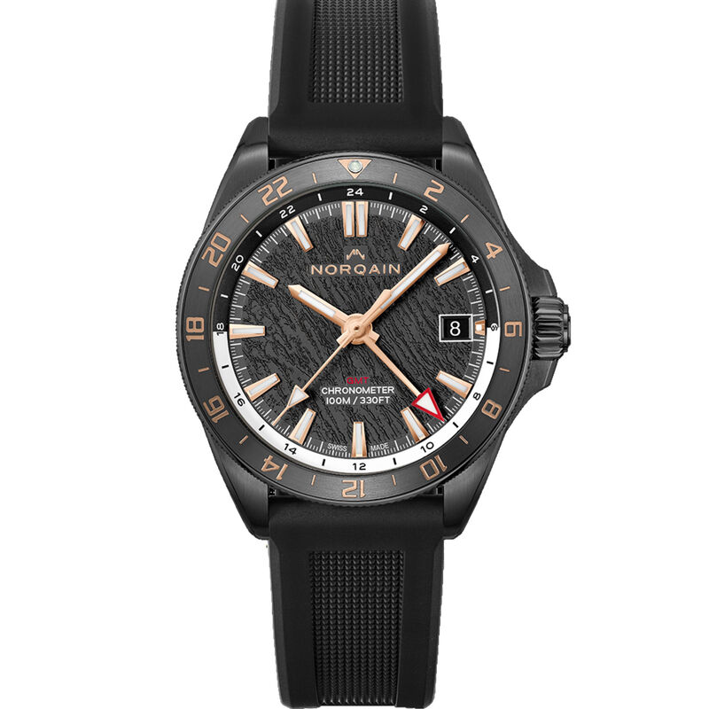 Norqain Neverest GMT Glacier Black Dial Rubber Strap Watch, 41mm image number 0