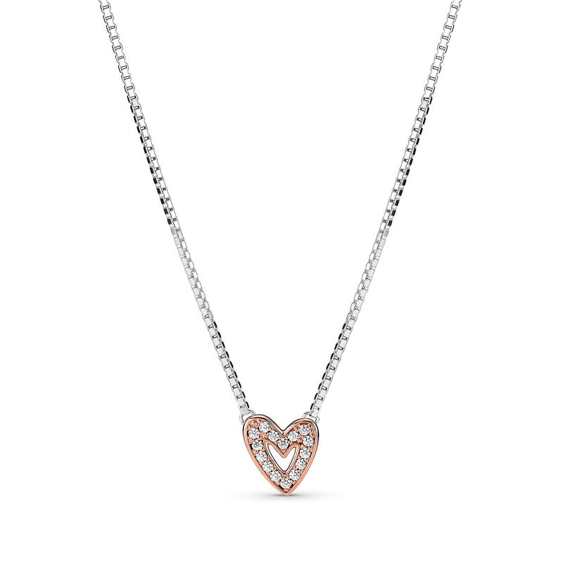 Pandora Sparkling Freehand Heart CZ Necklace image number 0