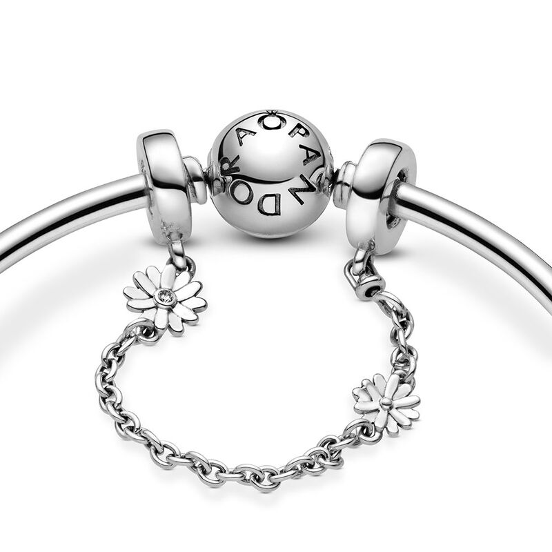 Pandora Daisy Flower CZ Safety Chain Charm image number 2