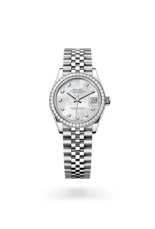 rolex datejust in white rolesor - combination of
                oystersteel and white gold, m278384rbr-0008 - ben bridge