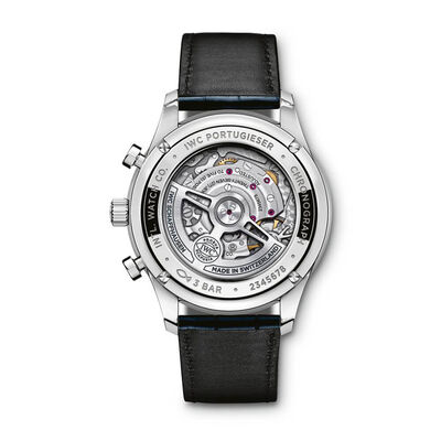 IWC Portugieser Silver Dial Blue Detailed Chronograph Watch