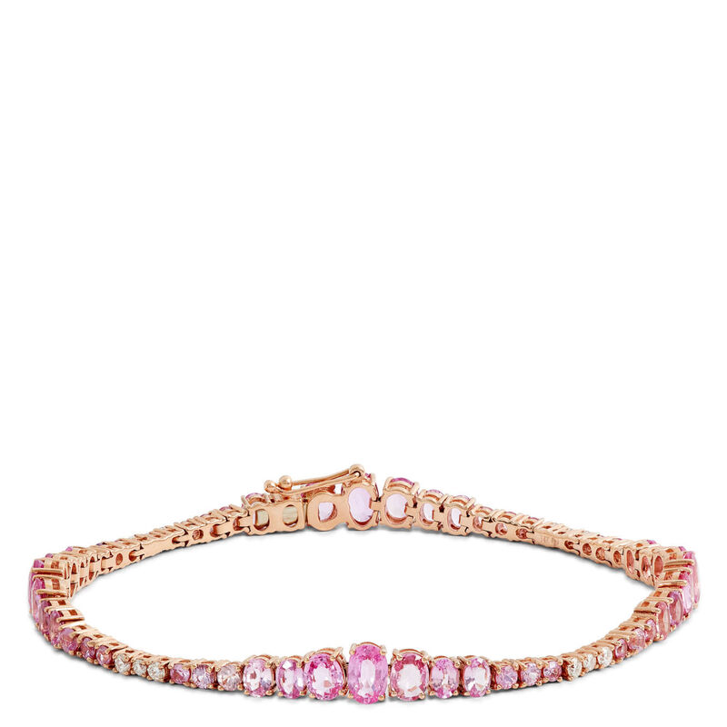 Pink Sapphire & Diamond Tennis Bracelet, Rose Gold