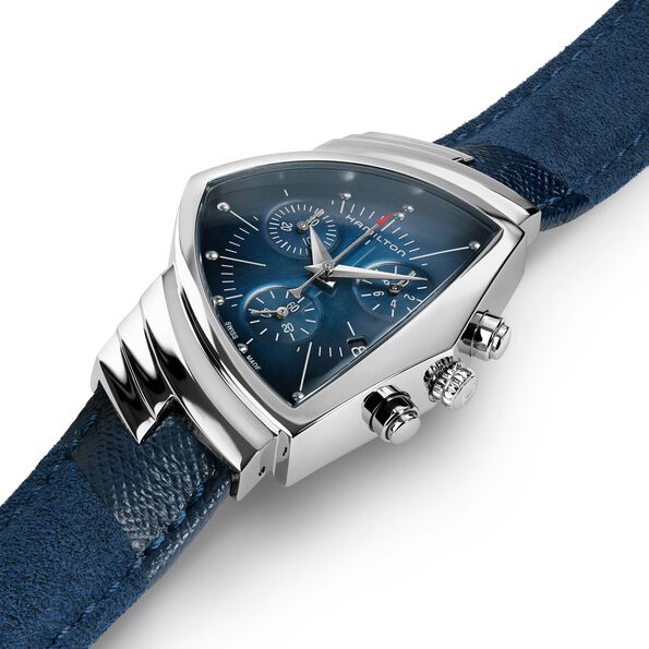 Hamilton Ventura Chrono Quartz Watch Blue Dial, 32mm