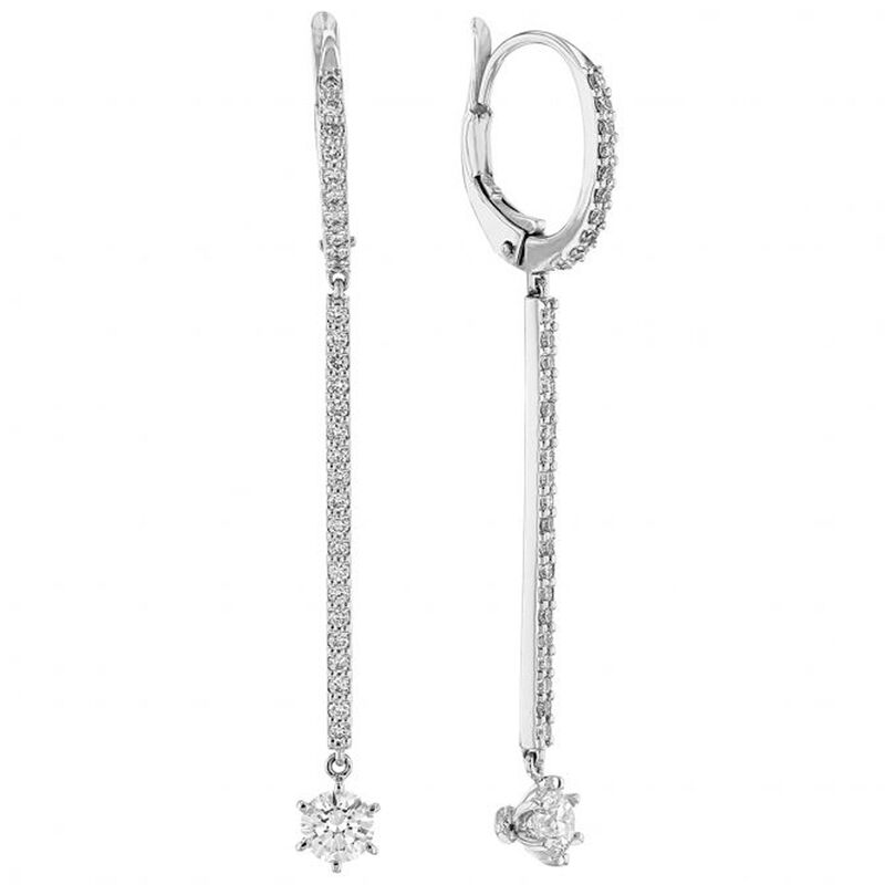 Roberto Coin Cento Diamond Drop Leverback Earrings 18K White Gold image number 0
