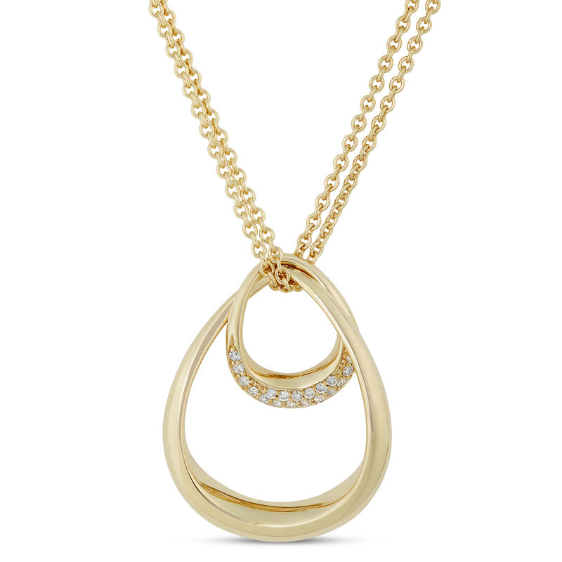 Double Loop Cluster Diamond Pendant, 14K Yellow Gold image number 0