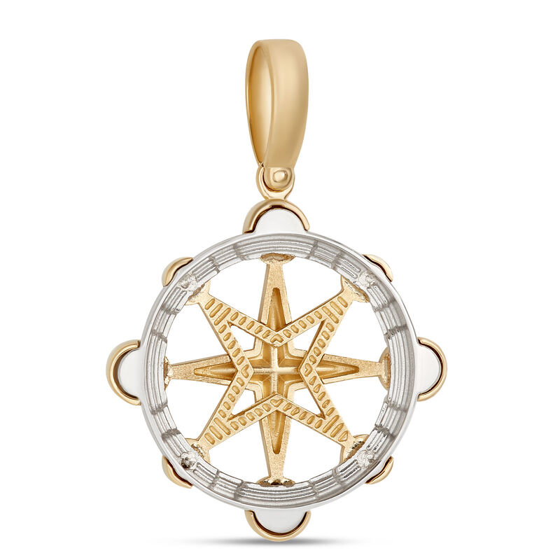 Toscano Compass Pendant, 14K White and Yellow Gold image number 1