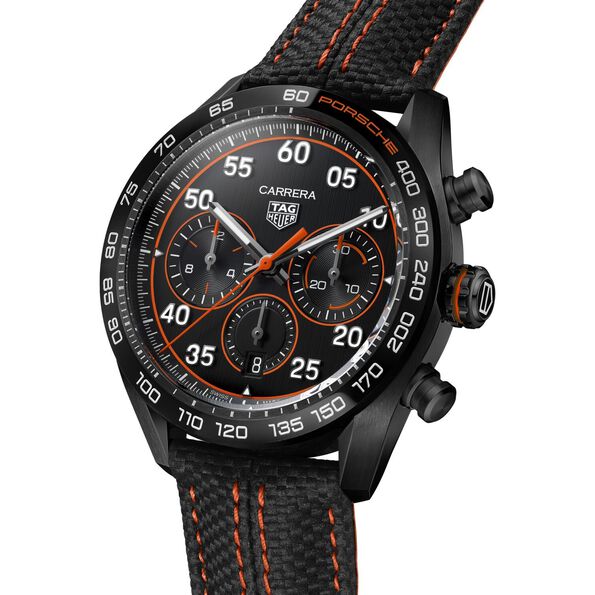 TAG Heuer Carrera Chronograph X Porsche Orange Racing Black Dial, 44mm