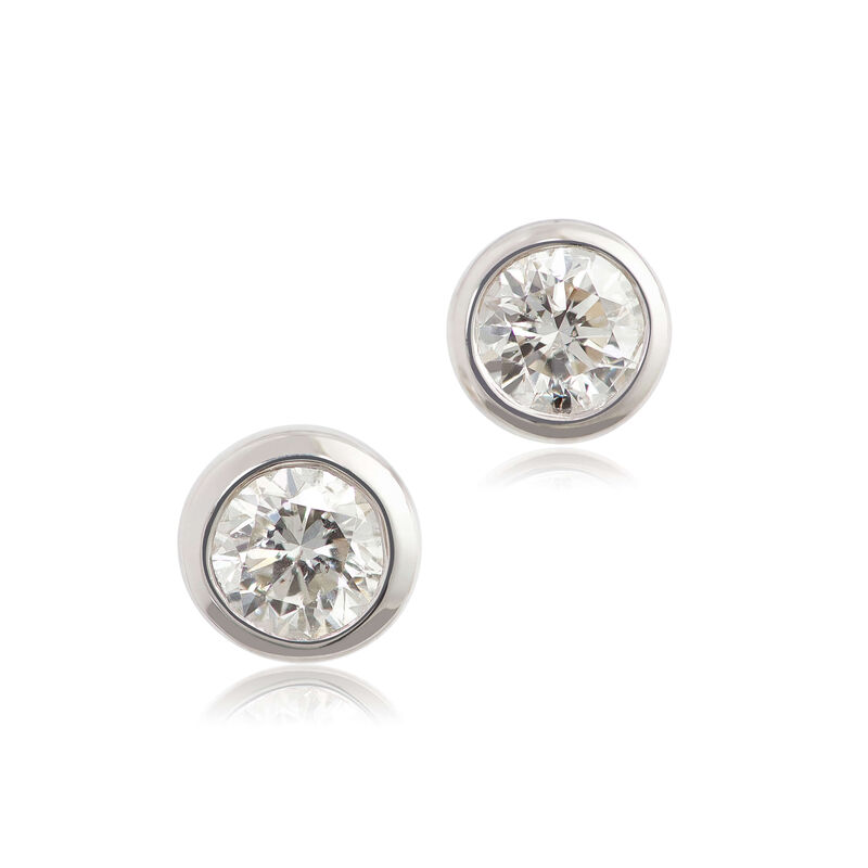 Bezel Set Diamond Solitaire Stud Earrings 14K, 1/2 ctw. image number 0