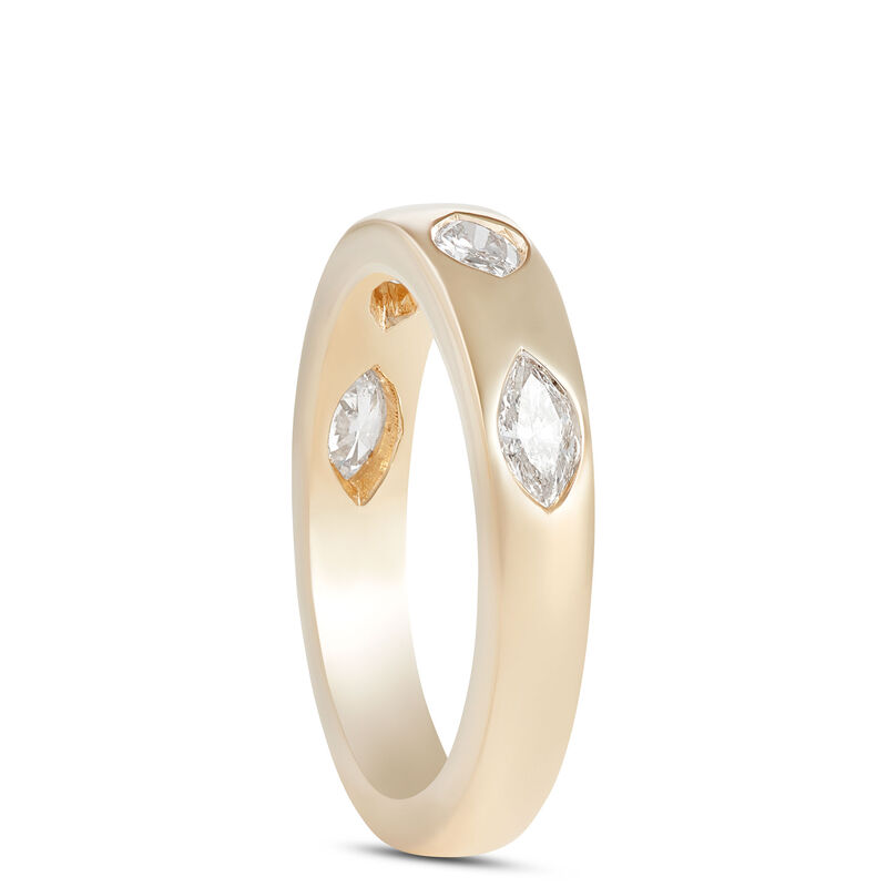 Flush Set Marquise Diamond Ring, 4K Yellow Gold image number 1