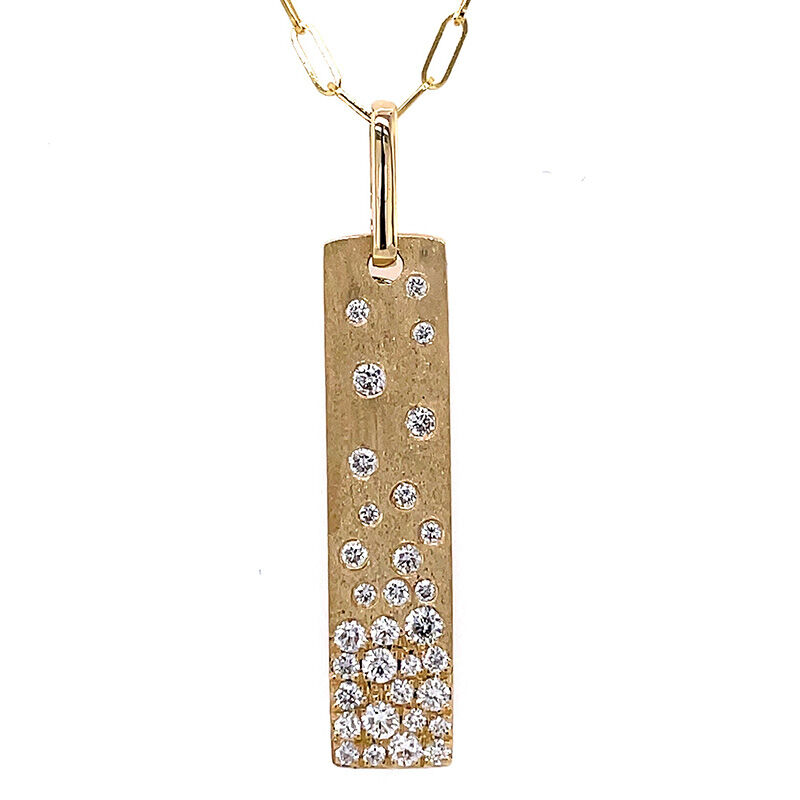 Confetti Diamond and Gold Bar Pendant Necklace, 14K Yellow Gold image number 0