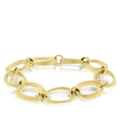 Toscano Oval Satin Link Bracelet 14K