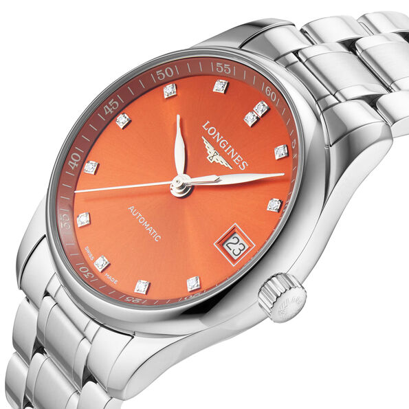 Longines Master Collection Ladies Orange Dial Watch, 34mm