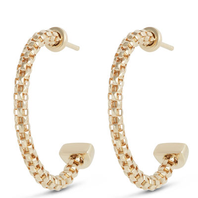 Toscano 3mm Open Popcorn Hoops, 14K Yellow Gold