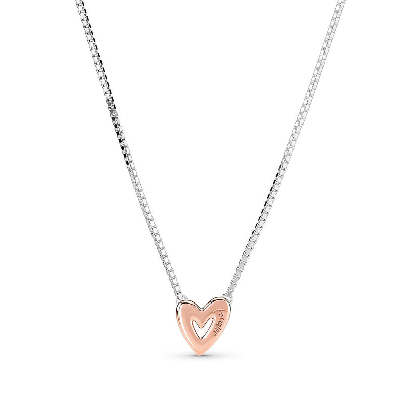 Pandora Sparkling Freehand Heart CZ Necklace image number 1