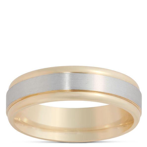 Two-Tone Gents Wedding Band, 14K Gold