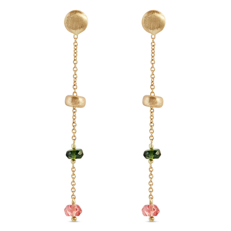 Toscano Tourmaline Gemstone and Colorful Bead Drop Earrings, 14K Yellow Gold image number 0