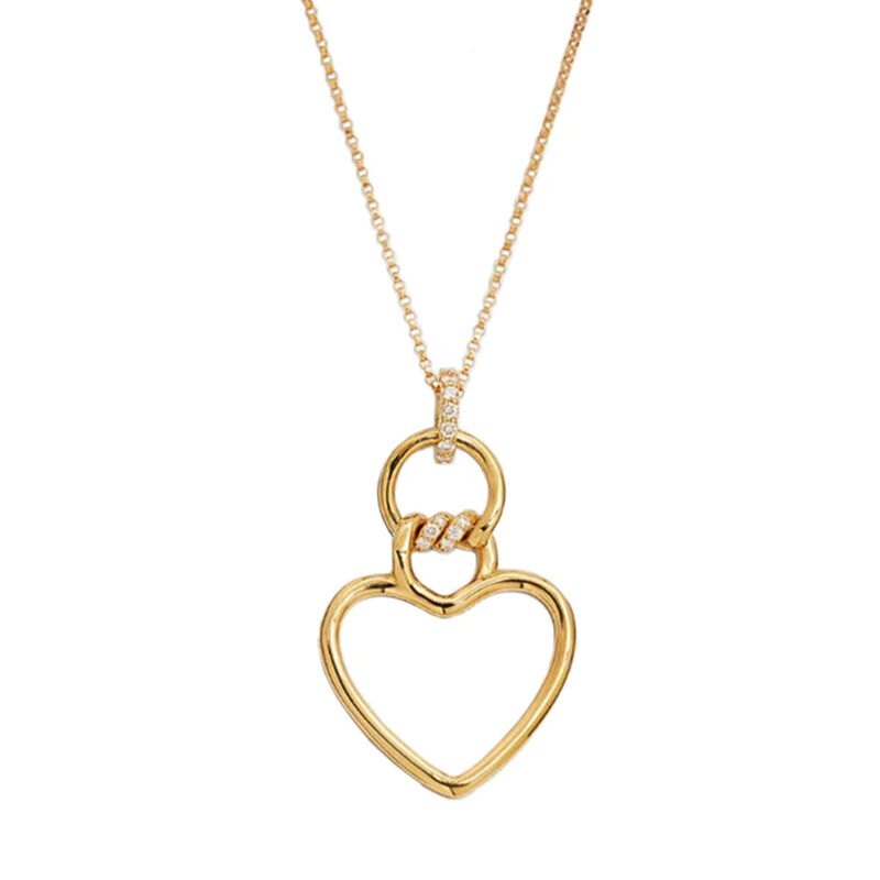 Roberto Coin Cialoma Diamond Heart Necklace 18K Yellow, 18 Inches image number 0
