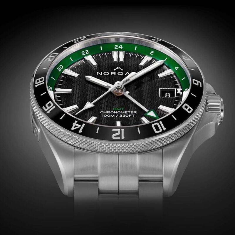 Norqain Adventure Neverest GMT Black Dial Green and White Ring Stainless Steel Automatic Watch, 41mm image number 1