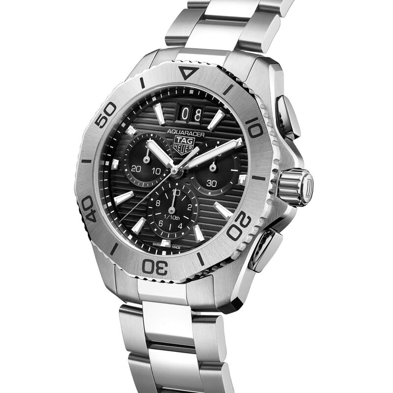 Tag Heuer Aquaracer Professional 200 Chronograph 40 mm Watch - Black Dial - Steel Band and Case