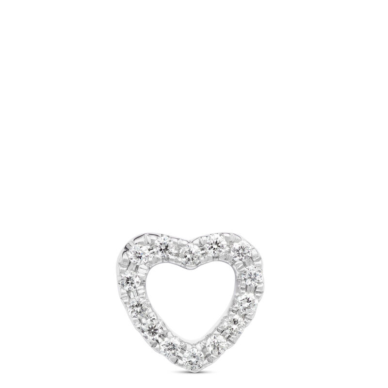 Diamond Heart Single Stud Earring, 14K White Gold image number 0