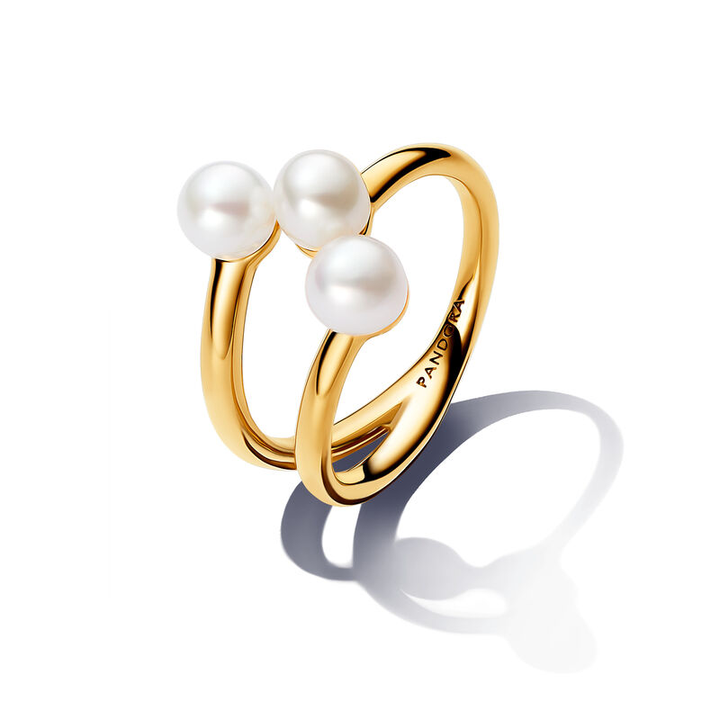 Pandora Essence Baroque treated freshwater cultured pearl 14k Gold-plated ring image number 0