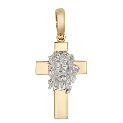 Toscano Two-Tone Crucifix Pendant, 14K Gold