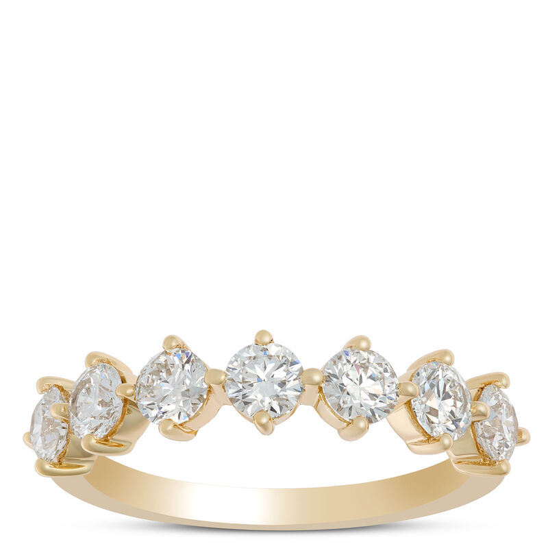 Diamond Wedding Band with 7 Round Diamonds, 18K Yellow Gold image number 0