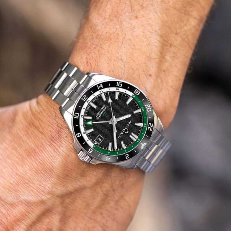 Norqain Adventure Neverest GMT Black Dial Green and White Ring Stainless Steel Automatic Watch, 41mm image number 2