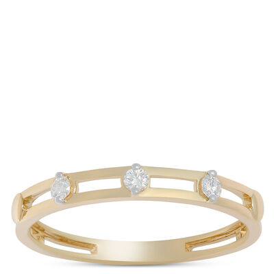 Two Row Open Shank Diamond Ring, 14K Yellow Gold