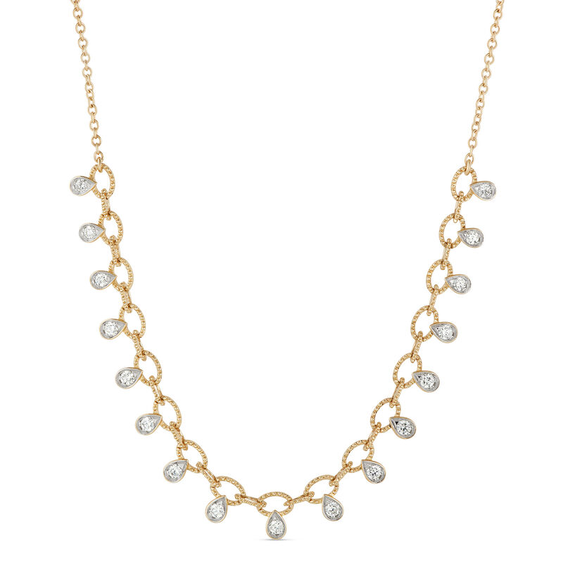 Oval Link Diamond Necklace, 14k Gold image number 0