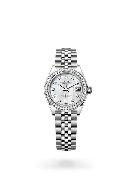 rolex lady-datejust in white rolesor - combination of
                oystersteel and white gold, m279384rbr-0011 - ben bridge