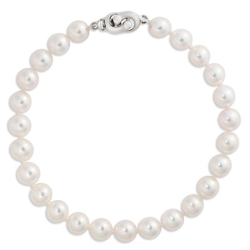 7-Inch Akoya Pearl Bracelet, 18K White Gold With 6 x 6.5mm Pearls image number 0