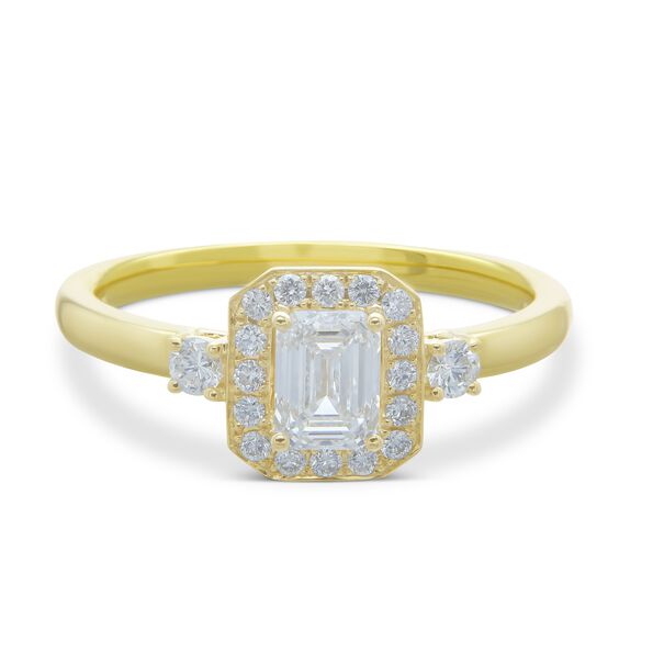 Emerald Cut Diamond Bridal Ring, 14K Yellow Gold