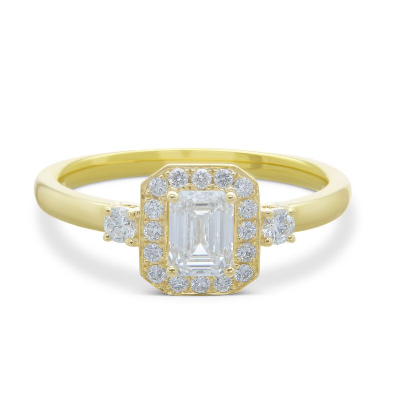 Emerald Cut Diamond Bridal Ring, 14K Yellow Gold image number 0