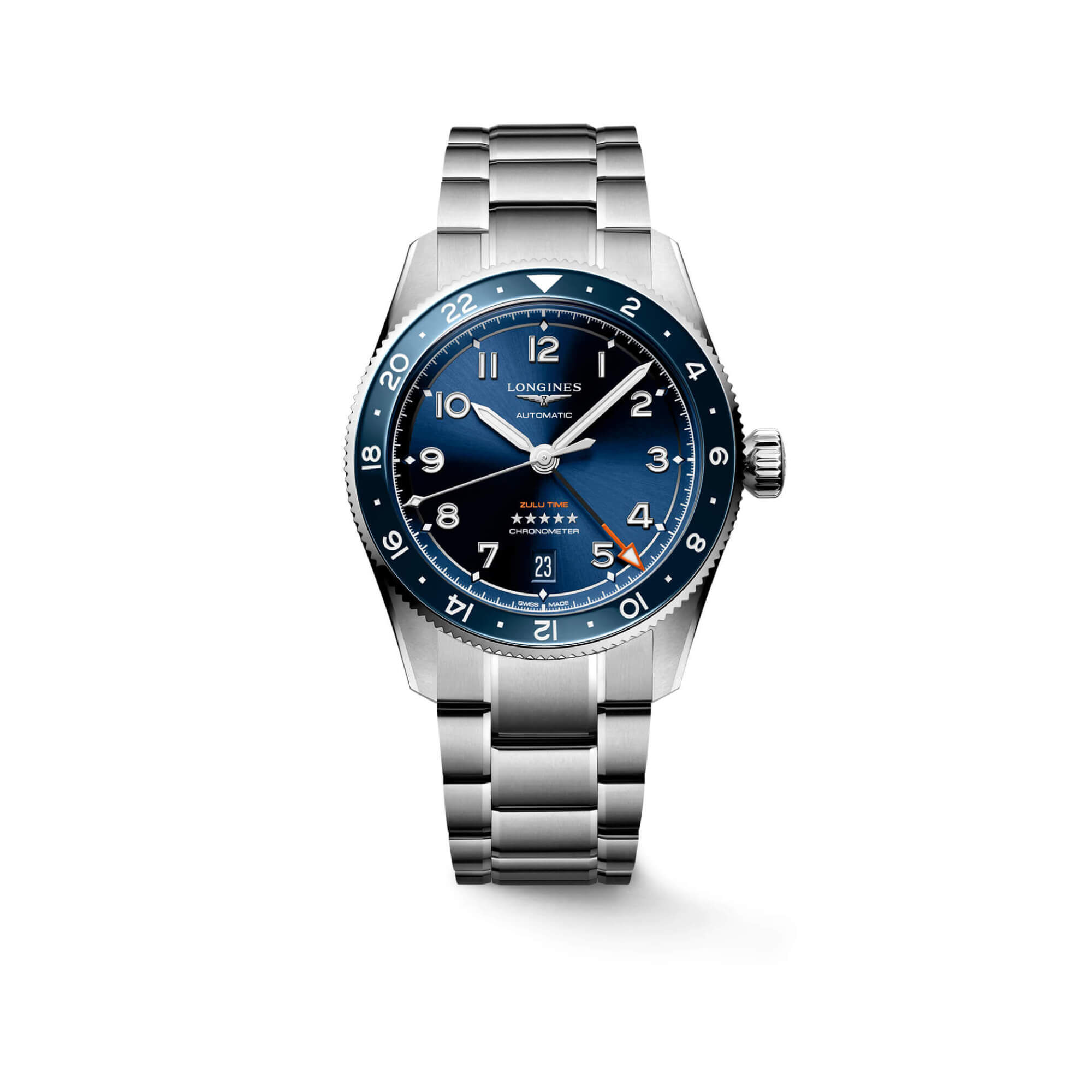 Longines Spirit Chronometer Watch Blue Dial Steel Bracelet 39mm