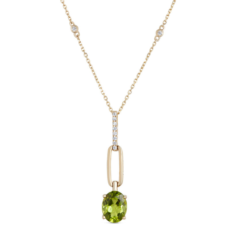 Oval Peridot Pendant Necklace, 14K Yellow Gold image number 0