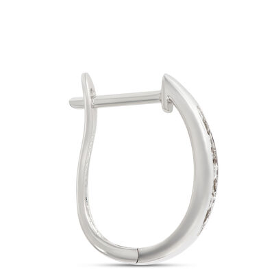 Channel Set Diamond Hoops, 14K White Gold