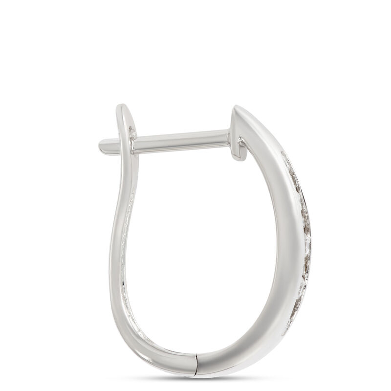 Channel Set Diamond Hoops, 14K White Gold image number 1