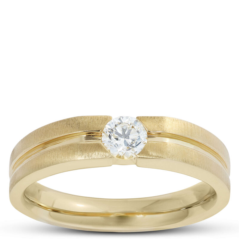 Modern men's ring in 18k gold with diamond