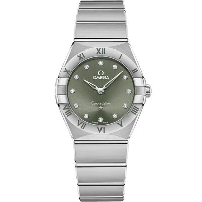 OMEGA Constellation Steel Diamonds Green Dial Watch, 28mm