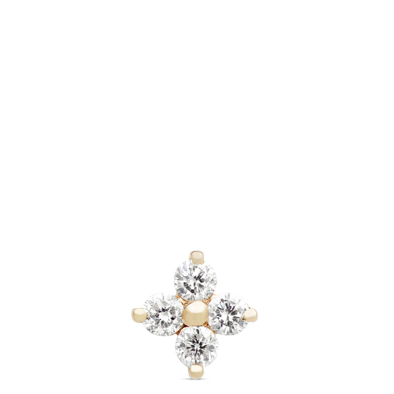 Four Diamond Flower Single Stud Earring, 14K Yellow Gold image number 0