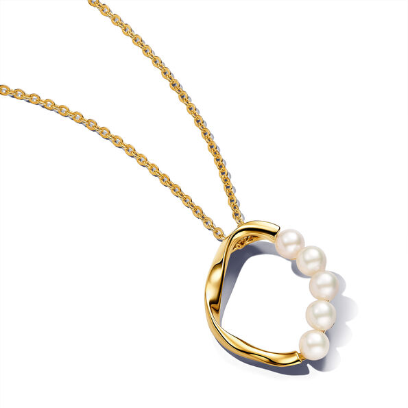 Pandora Essence Organically Shaped Circle & Treated Freshwater Cultured Pearls Pendant Necklace