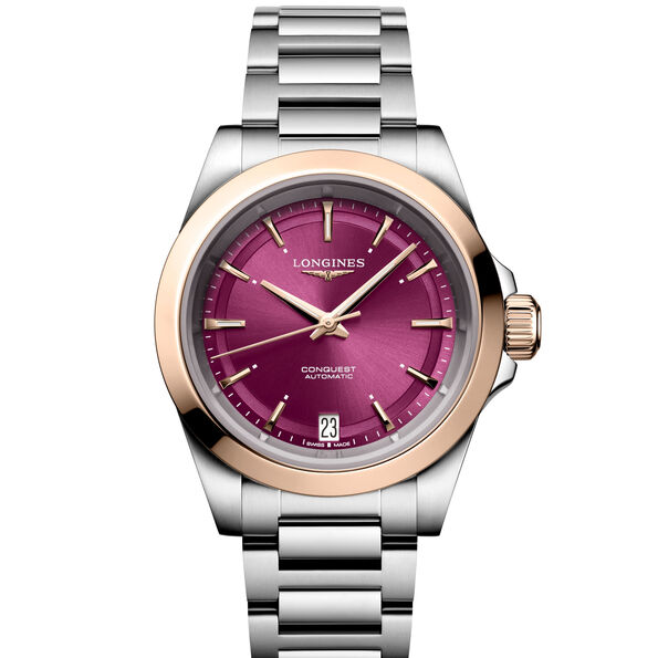 Longines Conquest Purple Dial Stainless Steel Watch, 34mm